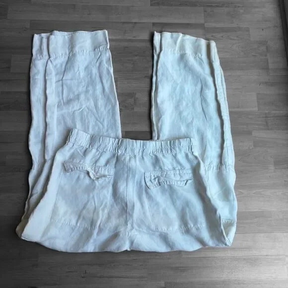 VINCE Linen Wide Leg Cargo Pants Size 8 - Picture 4 of 6